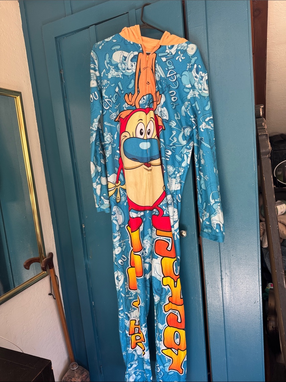 Ren and Stimpy Cartoon Hooded One-Piece Pajamas or costume